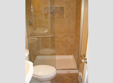 Bathroom Interior with Shower Cabin and Toilet